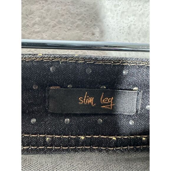 Raffaello Rossi Trend Line Women’s Slim Leg Black Jeans Gold Trim Sz32 See Notes - Picture 4 of 14